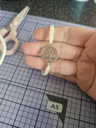 Pulsera árbol de la vida plata y blanco
