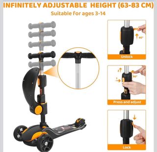 Patinete 3 Ruedas BremToy con Asiento y Luces