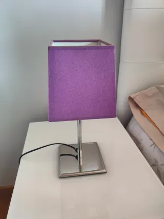 Juego 2 Lámparas Moradas Mesita Noche