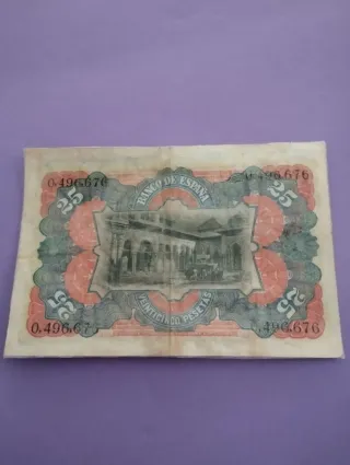 Billete 25 Pesetas 1907. Plastificado.