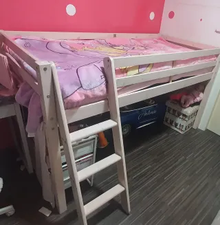 Cama alta de madera flexa de 90x190