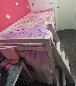 Cama alta de madera flexa de 90x190