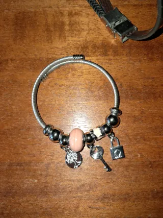 Lote 5 Pulseras Plateadas y Negra