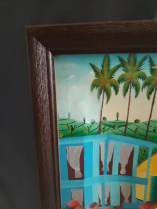 Decoracion Pintura sobre lienzo Jamaica Enmarcada