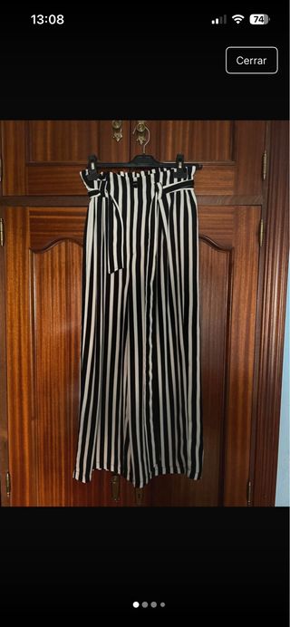 Pantalón rayas blanco y negro fluido