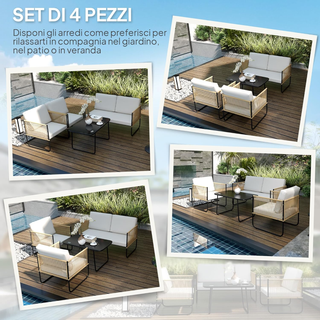 Set di Mobili da Giardino in Rattan 4 Pezzi, Salot
