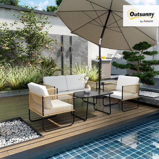 Set di Mobili da Giardino in Rattan 4 Pezzi, Salot