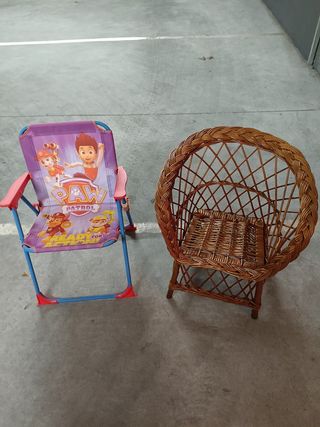 Sillas infantiles Paw Patrol y mimbre