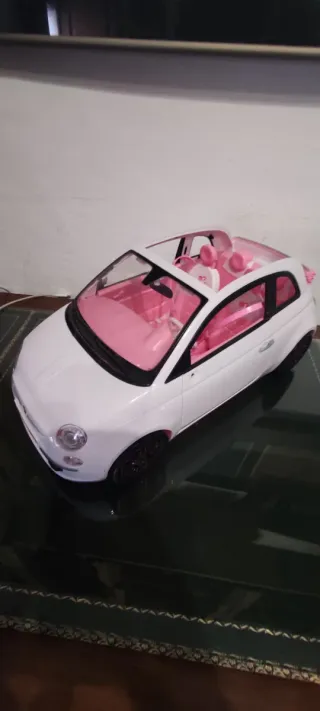 Macchina giocattolo Barbie Fiat 500 Rosa e Bianco