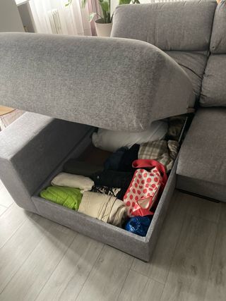 Sofá chaise longue gris 3 plazas