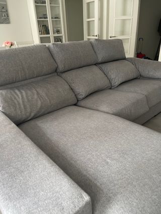 Sofá chaise longue gris 3 plazas