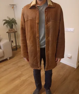 Abrigo Piel Girada Hombre Marrón