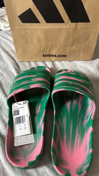 Chanclas Adidas Adilette Aqua Verde/Rosa Talla 46