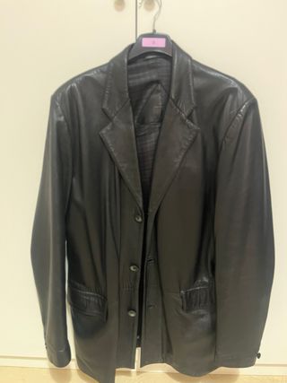 Chaqueta de piel vintage negra