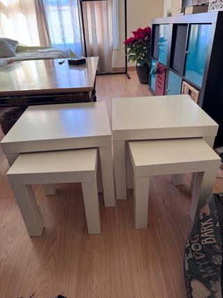 Juego 2 Mesillas Auxiliares Madera Blanca