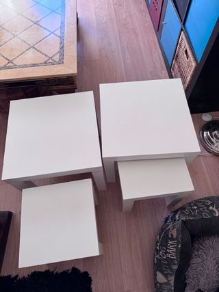 Juego 2 Mesillas Auxiliares Madera Blanca