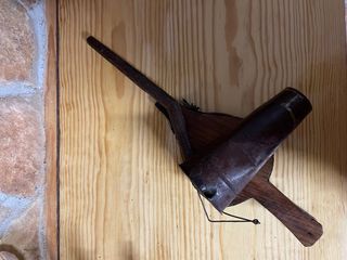 Soplador vintage de metal y madera