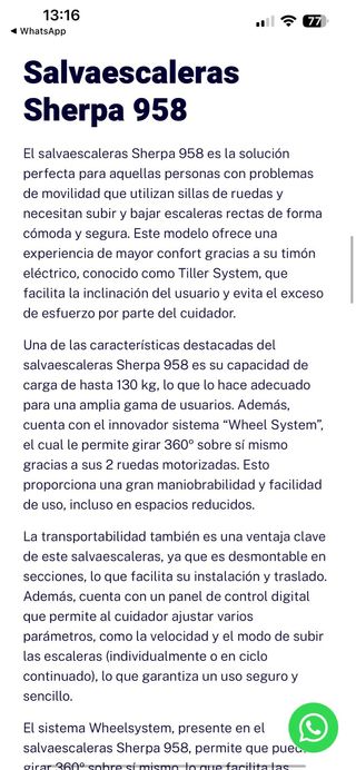 ORUGA SALVAESCALERAS SHERPA 958