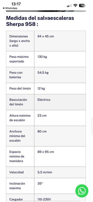 ORUGA SALVAESCALERAS SHERPA 958