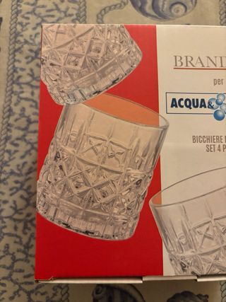 Set: 4 Bicchieri NUOVI In Vetro a Mosaico BRANDANI