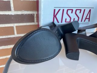 Sandalias piel negras tacón ancho T38