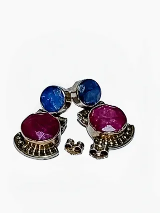 Pendientes Plata Rubí y Zafiro