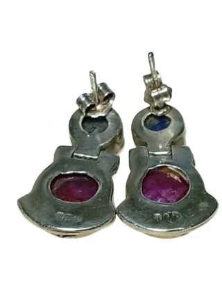 Pendientes Plata Rubí y Zafiro