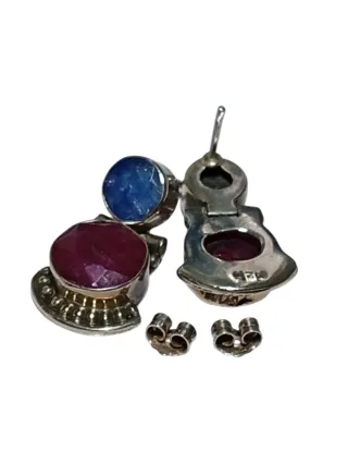 Pendientes Plata Rubí y Zafiro