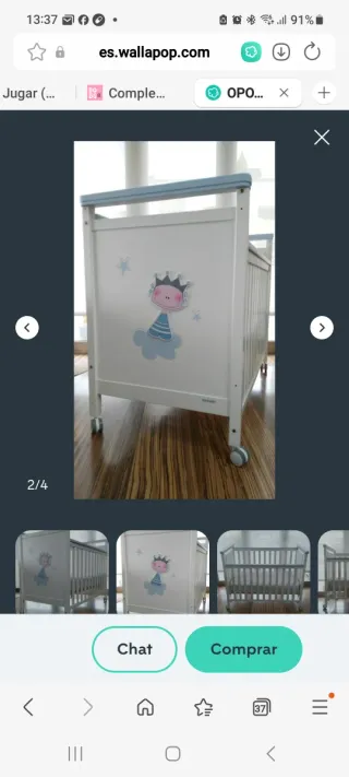 Cuna Micuna Príncipe con colchón y edredón