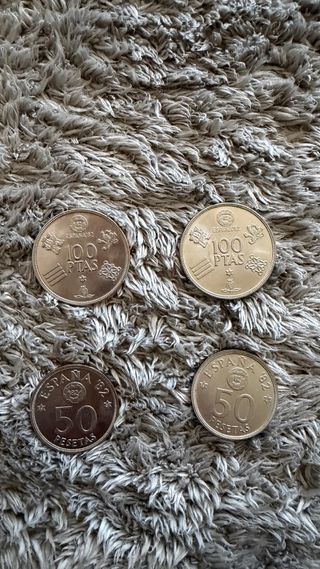 Monedas España 100 y 50 Pesetas Mundial 82
