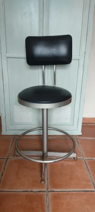 Silla Industrial Vintage Cuero y Metal