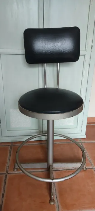 Silla Industrial Vintage Cuero y Metal