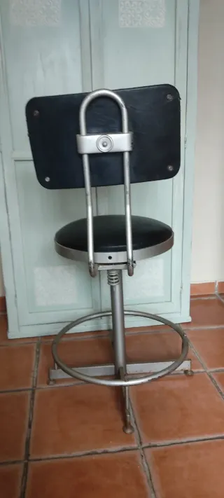 Silla Industrial Vintage Cuero y Metal