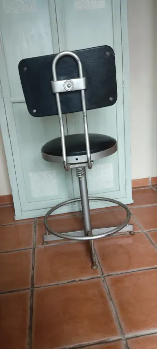 Silla Industrial Vintage Cuero y Metal