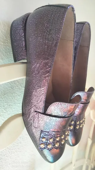 Zapatos Wonders Mujer Talla 42 Morado/Dorado