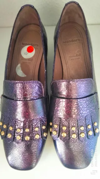 Zapatos Wonders Mujer Talla 42 Morado/Dorado