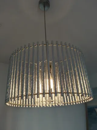 Lámpara colgante cristal y metal dorada