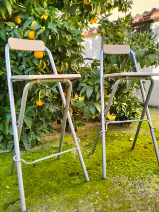 2 Taburetes Plegables Beige y Gris