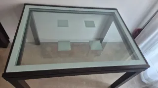 Mesa de comedor extensible cristal y madera