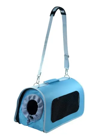 Transportín para mascotas azul y blanco