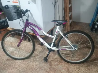 Bicicleta Montaña Morada y Blanca