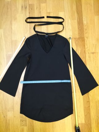 Vestido Blanco negro manga larga talla XS