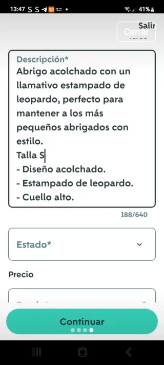 Abrigo acolchado estampado animal niña