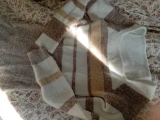 Vestido jersey rayas beige y marrón