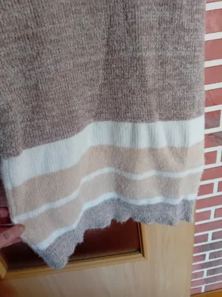 Vestido jersey rayas beige y marrón