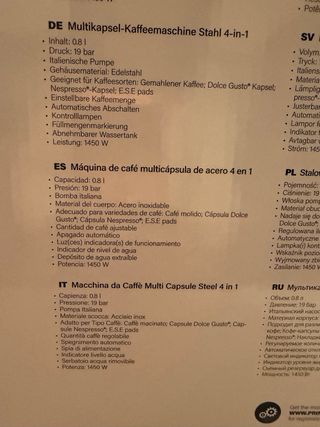 Cafetera Princess 4en1, espumador y cajón cápsulas