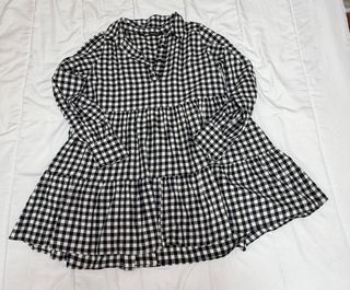Vestido Zara cuadros blanco y negro Talla M