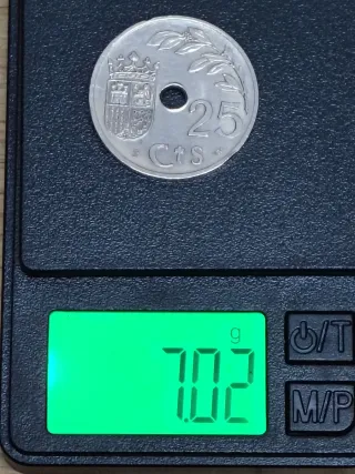 Moneda níquel España 25 cts 1937 II año triunfal