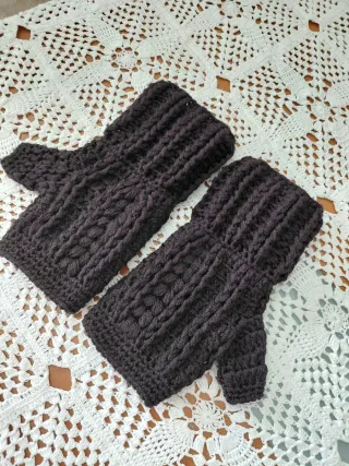 Mitones crochet negros hechos a mano
