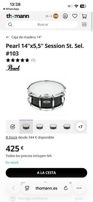 Caja Pearl Session Custom 14x5 Negra